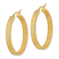 14K Satin and Diamond-cut Hoop Earrings-TF1996