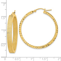 14K Satin and Diamond-cut Hoop Earrings-TF1996