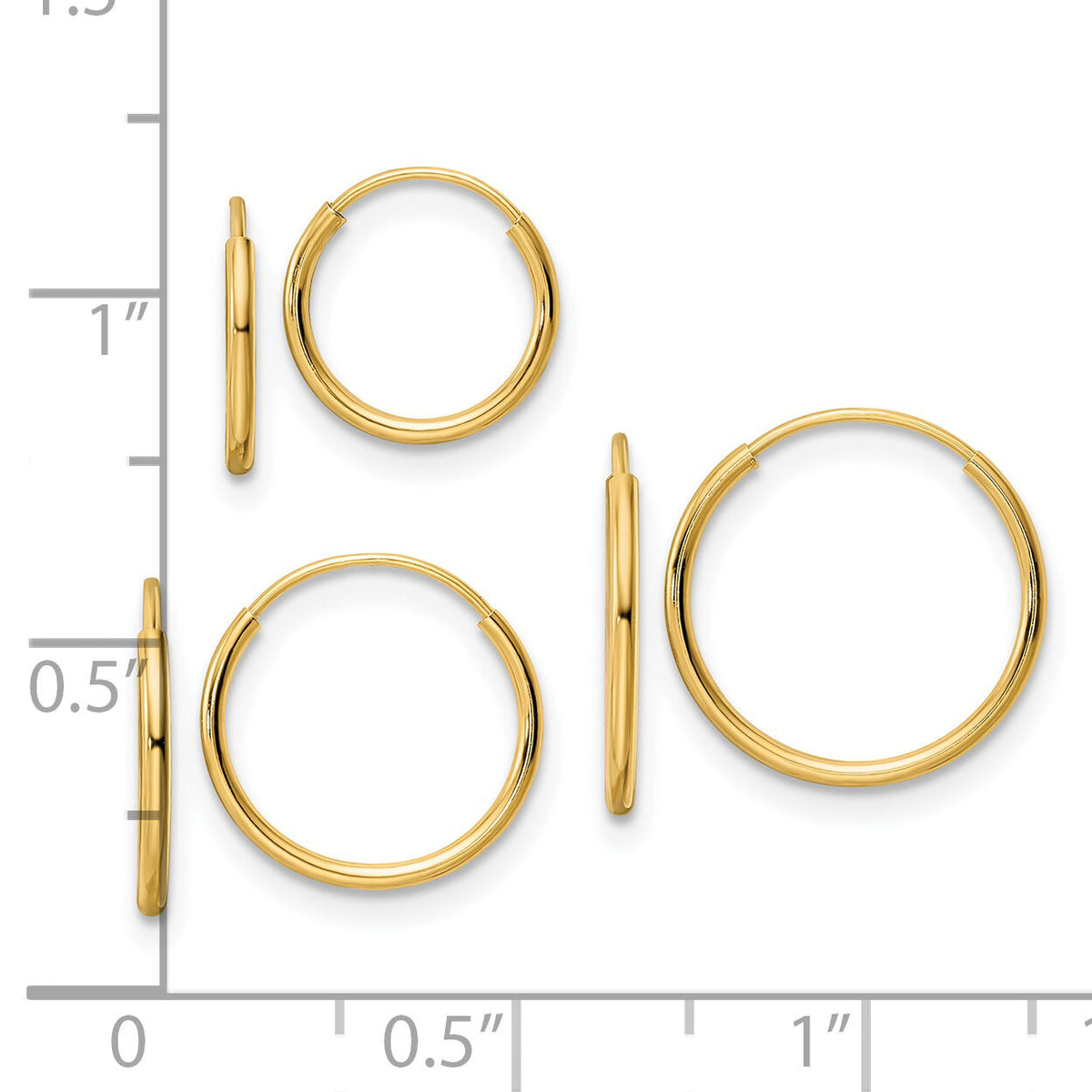 14k Polished Endless Hoop 3 Piece Set-TF2004SET