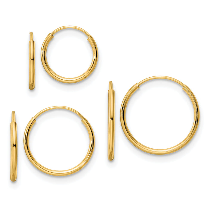 14k Polished Endless Hoop 3 Piece Set-TF2004SET