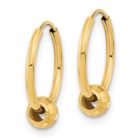 14K Polished with Diamond Cut Ball Hoop Earrings-TF2007