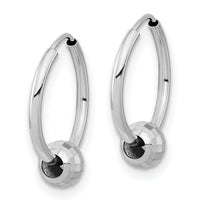 14K White Gold Polished Hoop with a Diamond Cut Ball Earrings-TF2007W