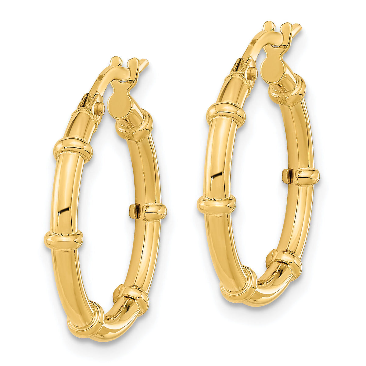 14K Polished and Fancy Hoop Earrings-TF2009