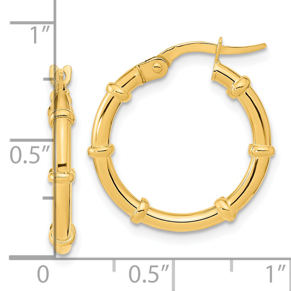 14K Polished and Fancy Hoop Earrings-TF2009