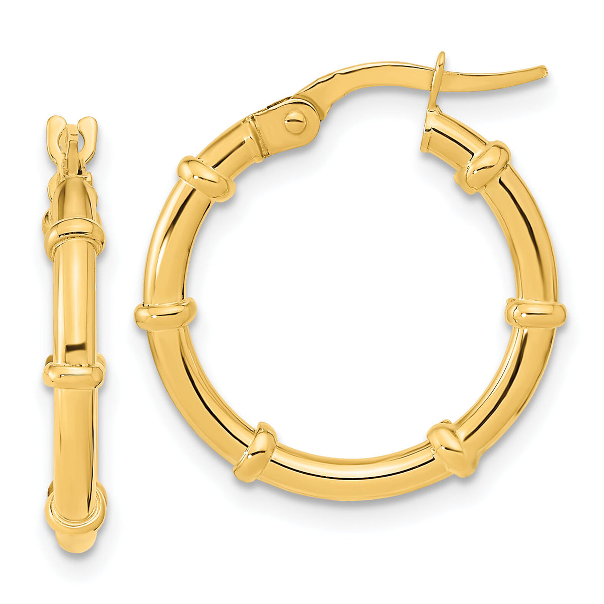 14K Polished and Fancy Hoop Earrings-TF2009