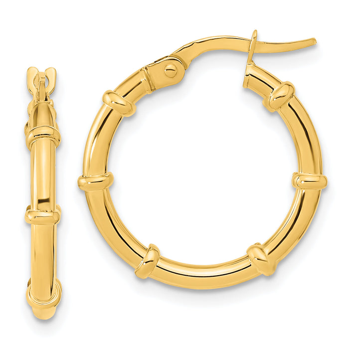 14K Polished and Fancy Hoop Earrings-TF2009