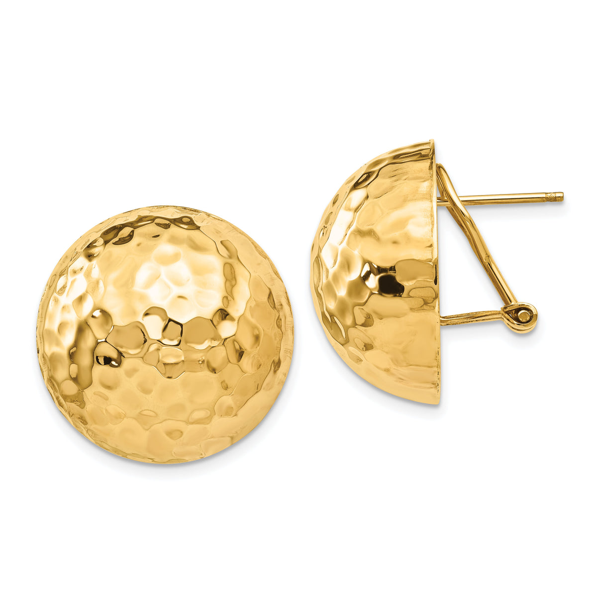 14k Hammered Omega Back Post Earrings-TF201