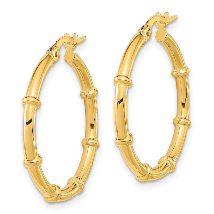 14K Polished and Fancy Hoop Earrings-TF2010
