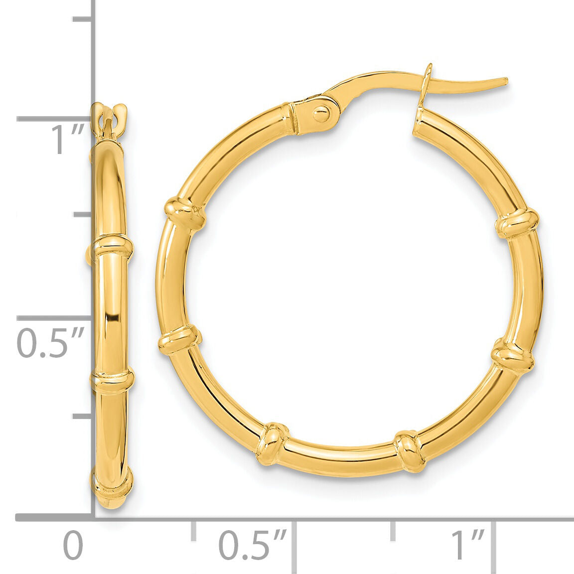 14K Polished and Fancy Hoop Earrings-TF2010
