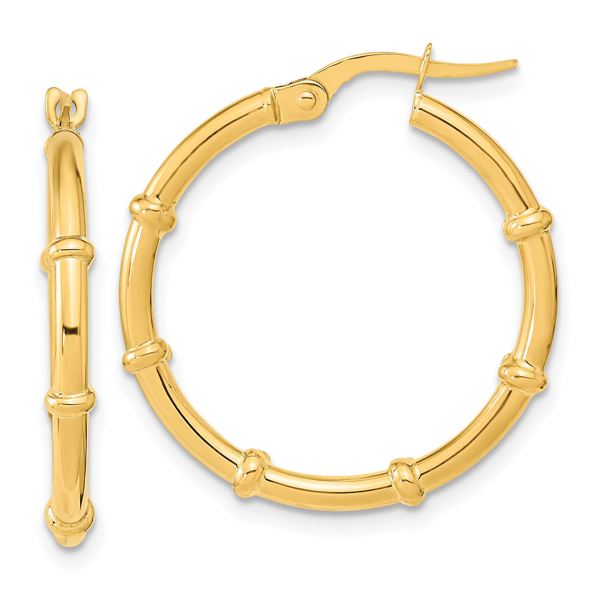 14K Polished and Fancy Hoop Earrings-TF2010