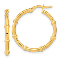 14K Polished and Fancy Hoop Earrings-TF2010