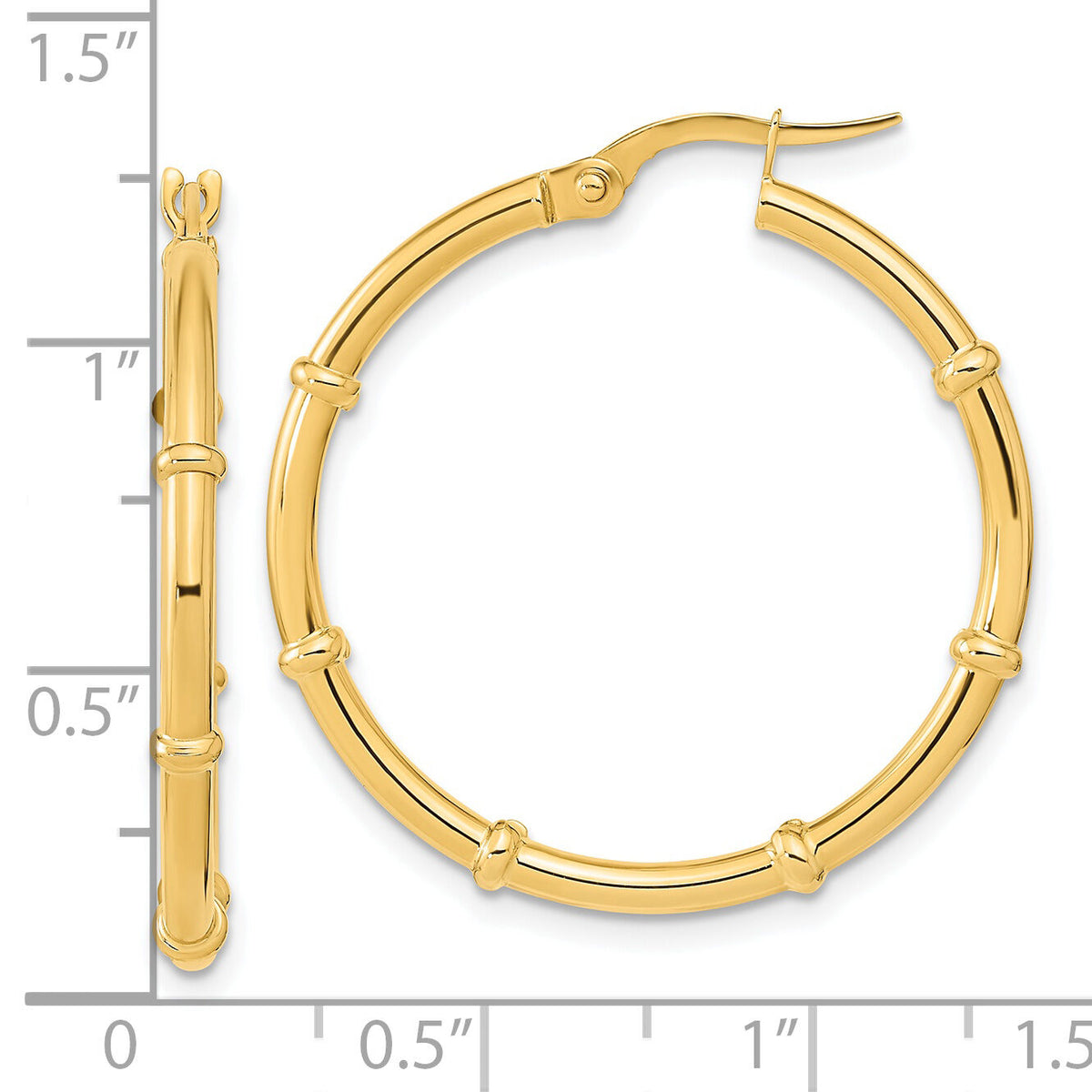 14K Polished and Fancy Hoop Earrings-TF2011