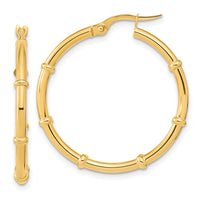 14K Polished and Fancy Hoop Earrings-TF2011