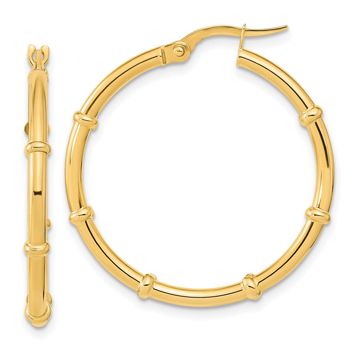 14K Polished and Fancy Hoop Earrings-TF2011