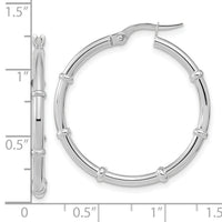 14K White Polished Fancy Hoop Earrings-TF2011W