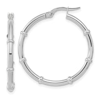 14K White Polished Fancy Hoop Earrings-TF2011W