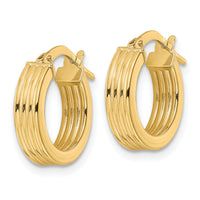 14K Polished Textured  Hoop Earrings-TF2024