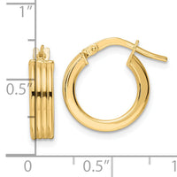 14K Polished Textured  Hoop Earrings-TF2024