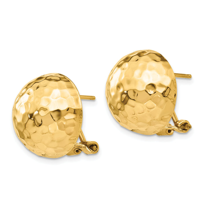14k Hammered Omega Back Post Earrings-TF203