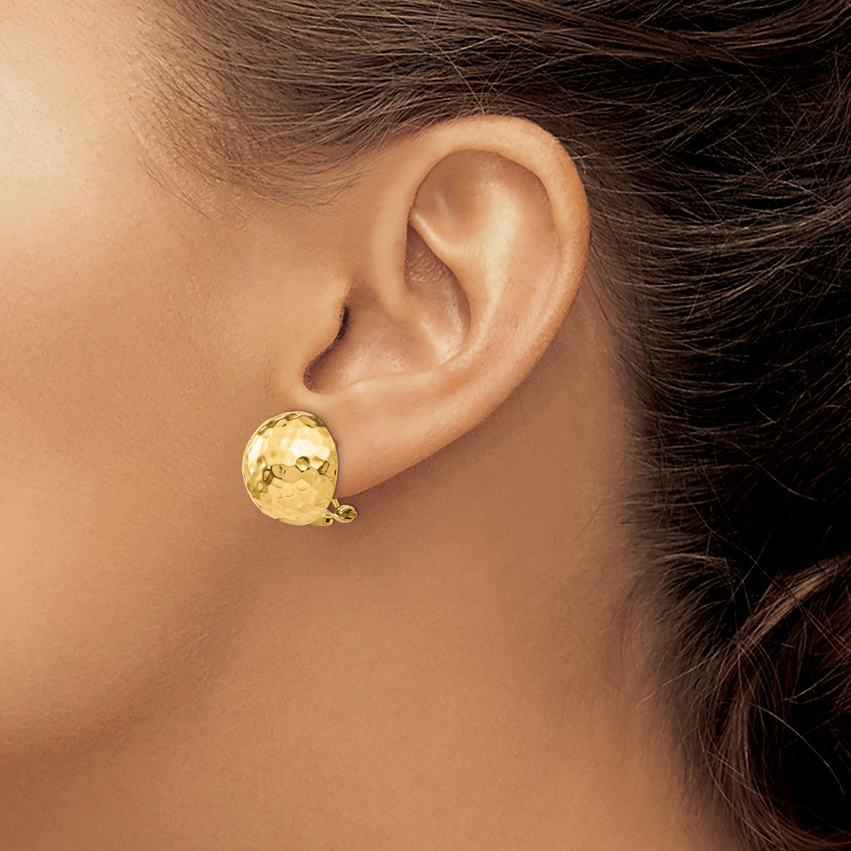 14k Hammered Omega Back Post Earrings-TF203