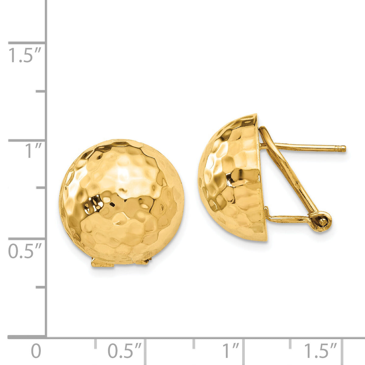 14k Hammered Omega Back Post Earrings-TF203