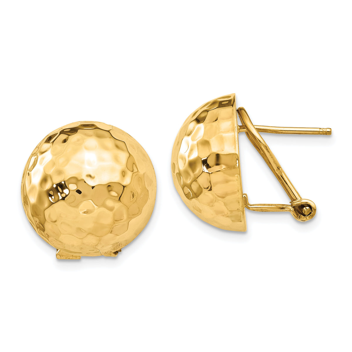 14k Hammered Omega Back Post Earrings-TF203