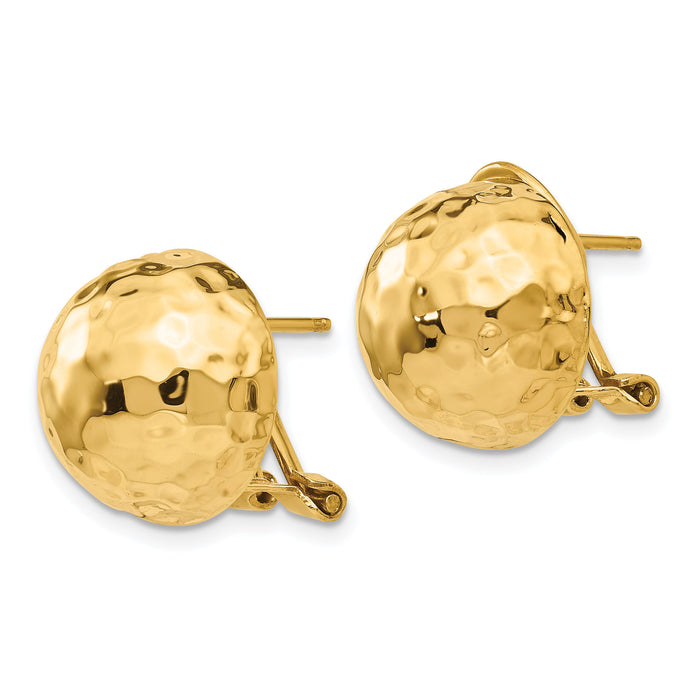 14k Hammered Omega Back Post Earrings-TF204