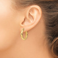 14K Polished & D/C Hoop Earrings-TF2042
