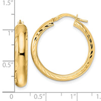 14K Polished & D/C Hoop Earrings-TF2042