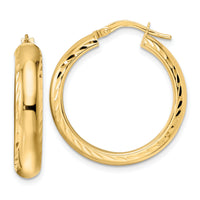 14K Polished & D/C Hoop Earrings-TF2042