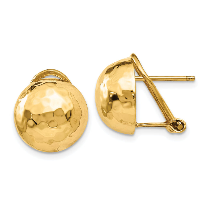 14k Hammered Omega Back Post Earrings-TF205