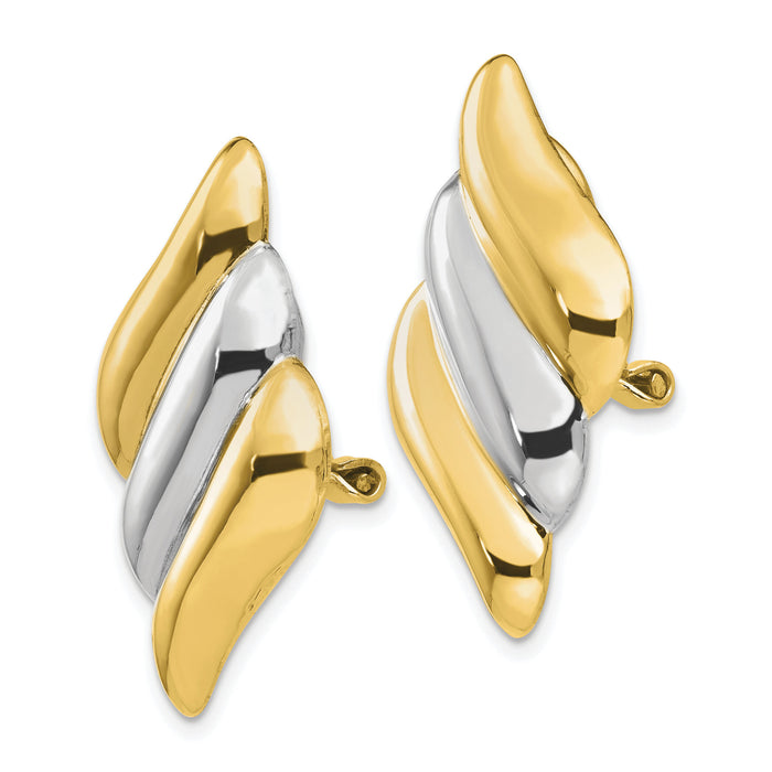 14k & Rhodium Non-pierced Omega Back Earrings-TF206
