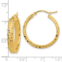 14K Polished Diamond-cut Hoop Earrings-TF2066