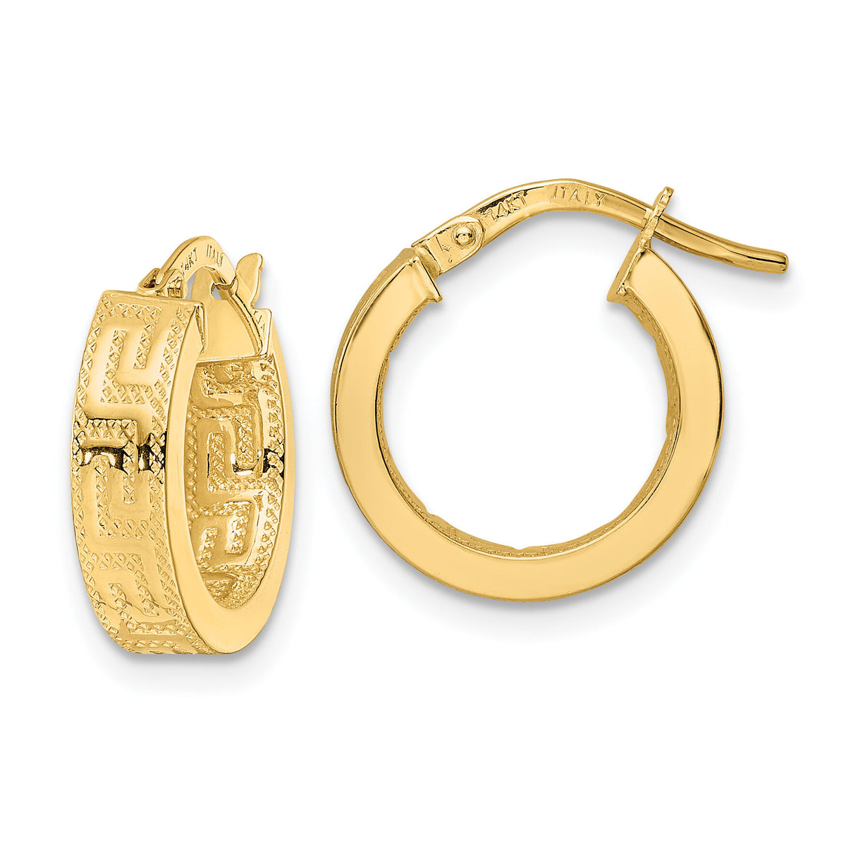 14K Polished Hoop Earrings-TF2067