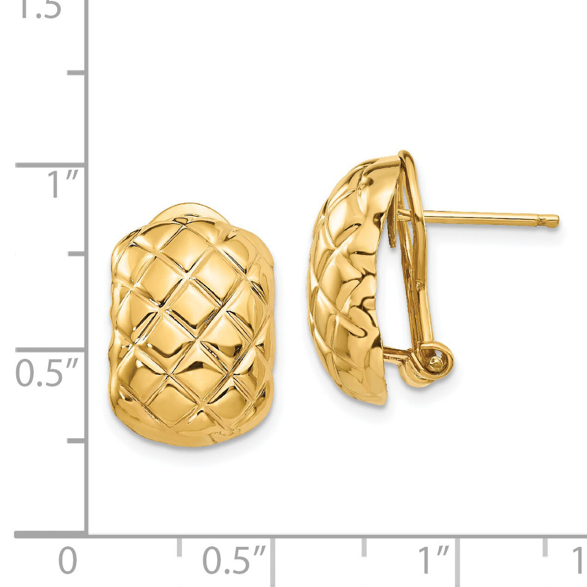 14k Polished Quilted Omega Back Post Earrings-TF211