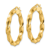 14K Polished Twisted Hoop Earrings-TF2115