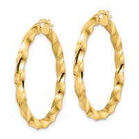 14K Polished Twisted Hoop Earrings-TF2116