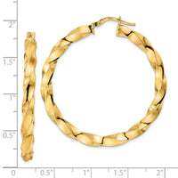 14K Polished Twisted Hoop Earrings-TF2116