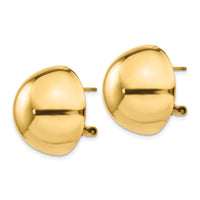 14k Polished Half Ball Omega Back Post Earrings-TF213