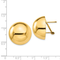 14k Polished Half Ball Omega Back Post Earrings-TF213