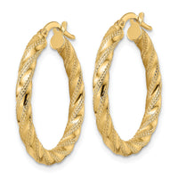 14K Polished Twisted Hoop Earrings-TF2133