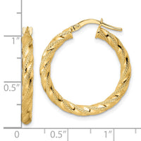 14K Polished Twisted Hoop Earrings-TF2133