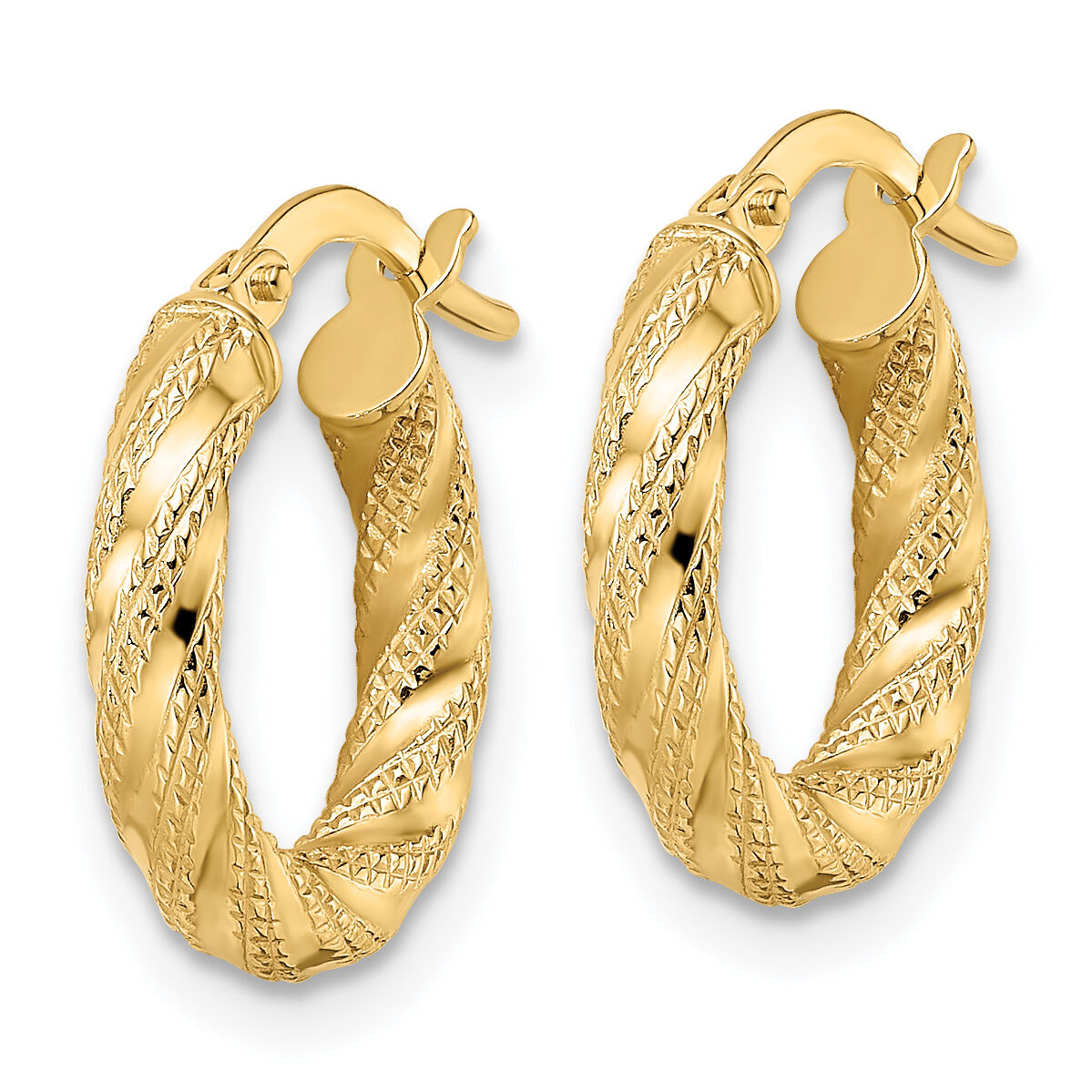 14K Polished Twisted Hoop Earrings-TF2134