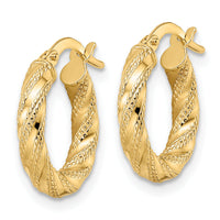 14K Polished Twisted Hoop Earrings-TF2134
