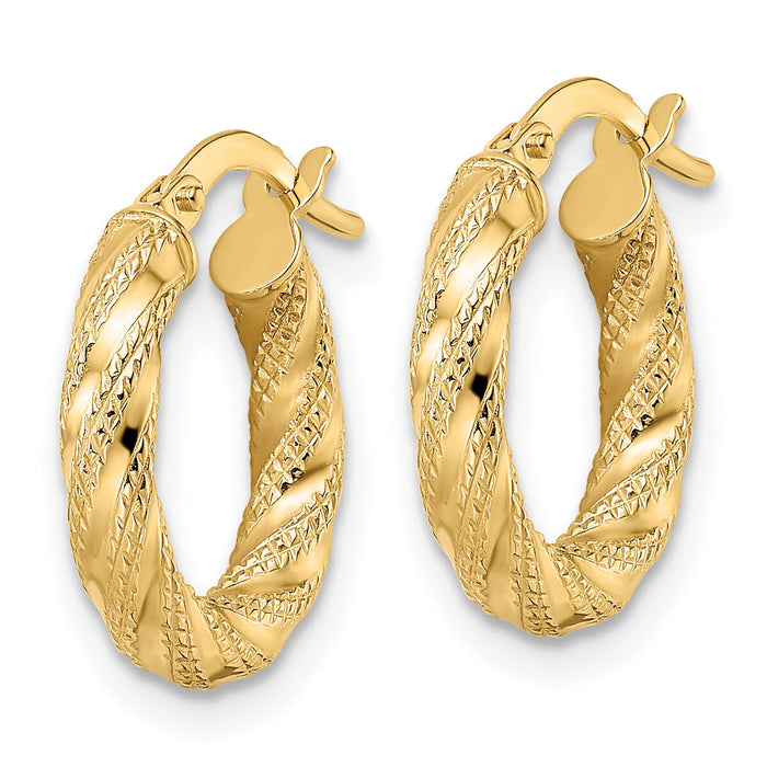 14K Polished Twisted Hoop Earrings-TF2134