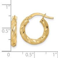 14K Polished Twisted Hoop Earrings-TF2134