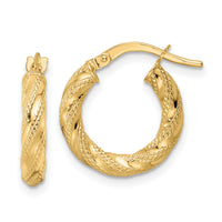 14K Polished Twisted Hoop Earrings-TF2134