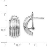 14k White Gold Ribbed Omega Back Post Earrings-TF214
