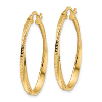14K Polished Twisted Oval Hoop Earrings-TF2144