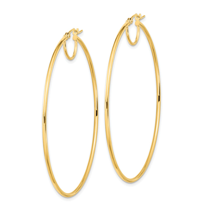 14K Polished Fancy Hoop Earrings-TF2151